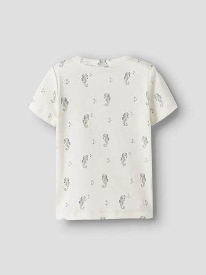 Cremefarbenes Kinder T-Shirt mit Seepferdchen Print von Lil' Atelier erhältlich bei Bärechind Winterthur Zürich Schweiz.