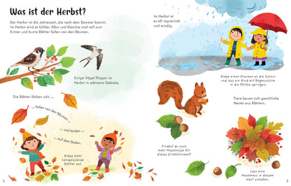 Innenseite mit herbstlichen Stickerszenen und Waldtieren