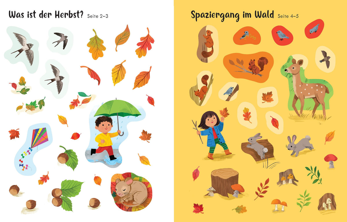 Stickerseite mit herbstlichen Aktivitäten zum Gestalten