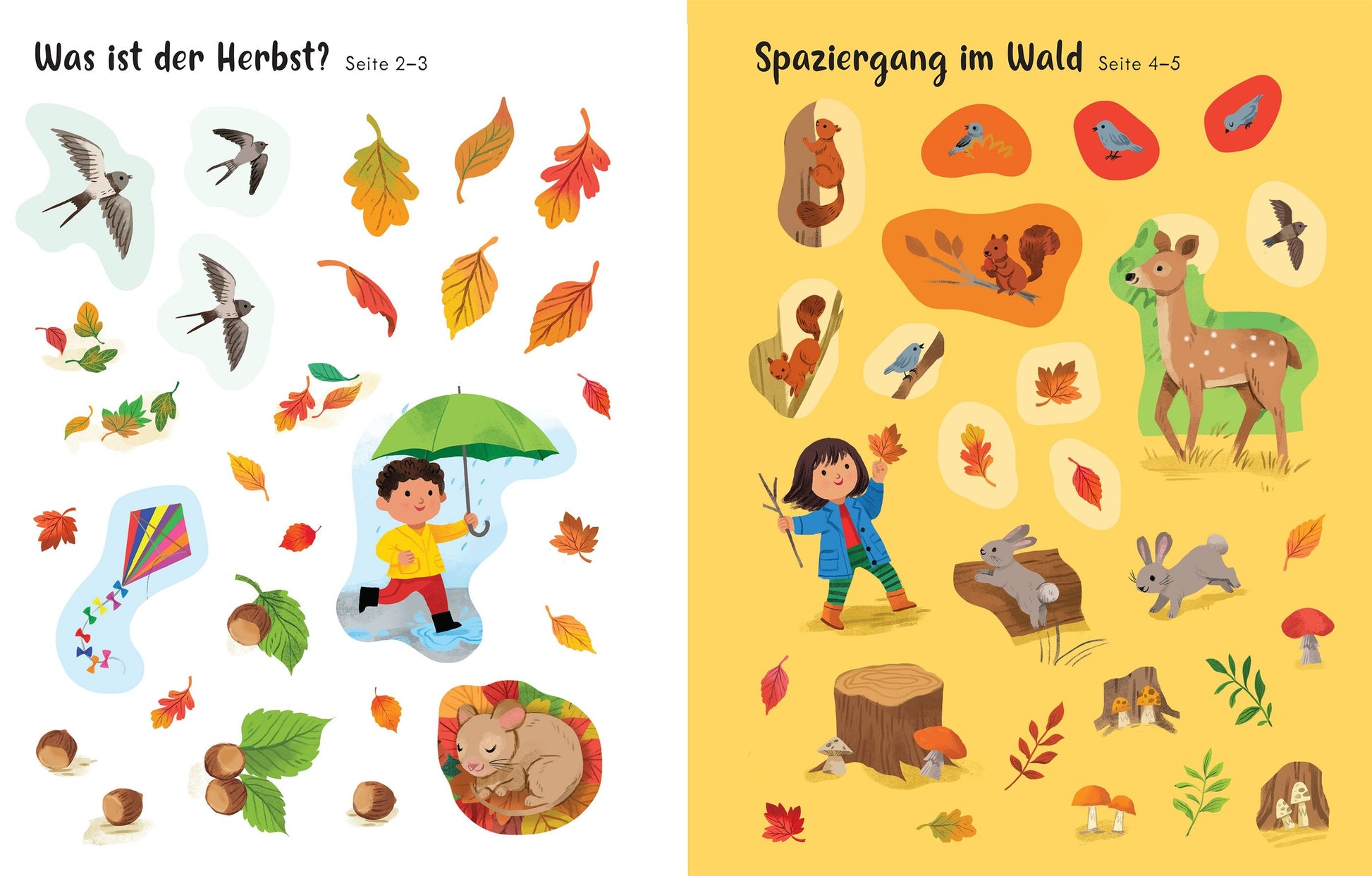 Stickerseite mit herbstlichen Aktivitäten zum Gestalten