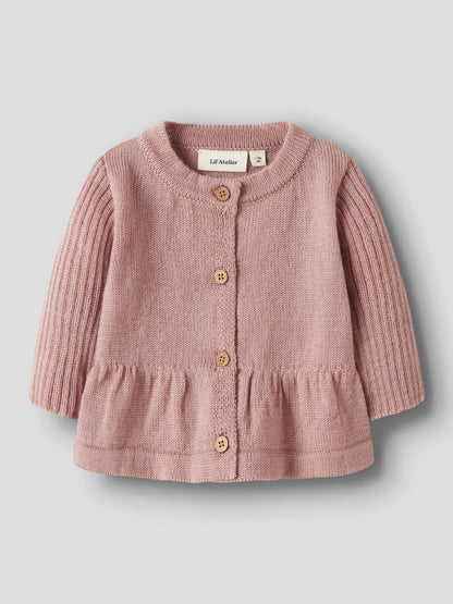 Merino Baby-Strickjacke in Fawn, Vorderansicht