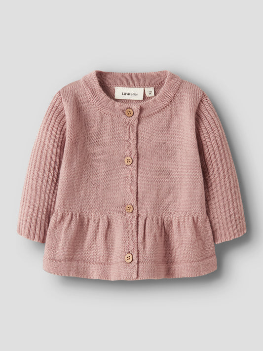 Merino Baby-Strickjacke in Fawn, Vorderansicht