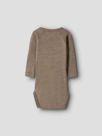 Leichter Merino Body mit Druckknöpfen im Schritt, Rückansicht