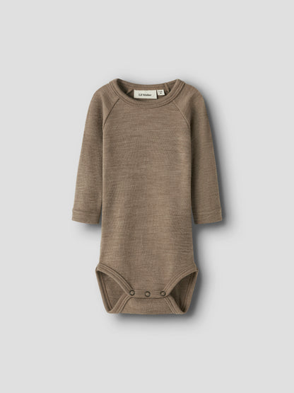 Merino Langarmbody in Sepia Tint, Vorderansicht