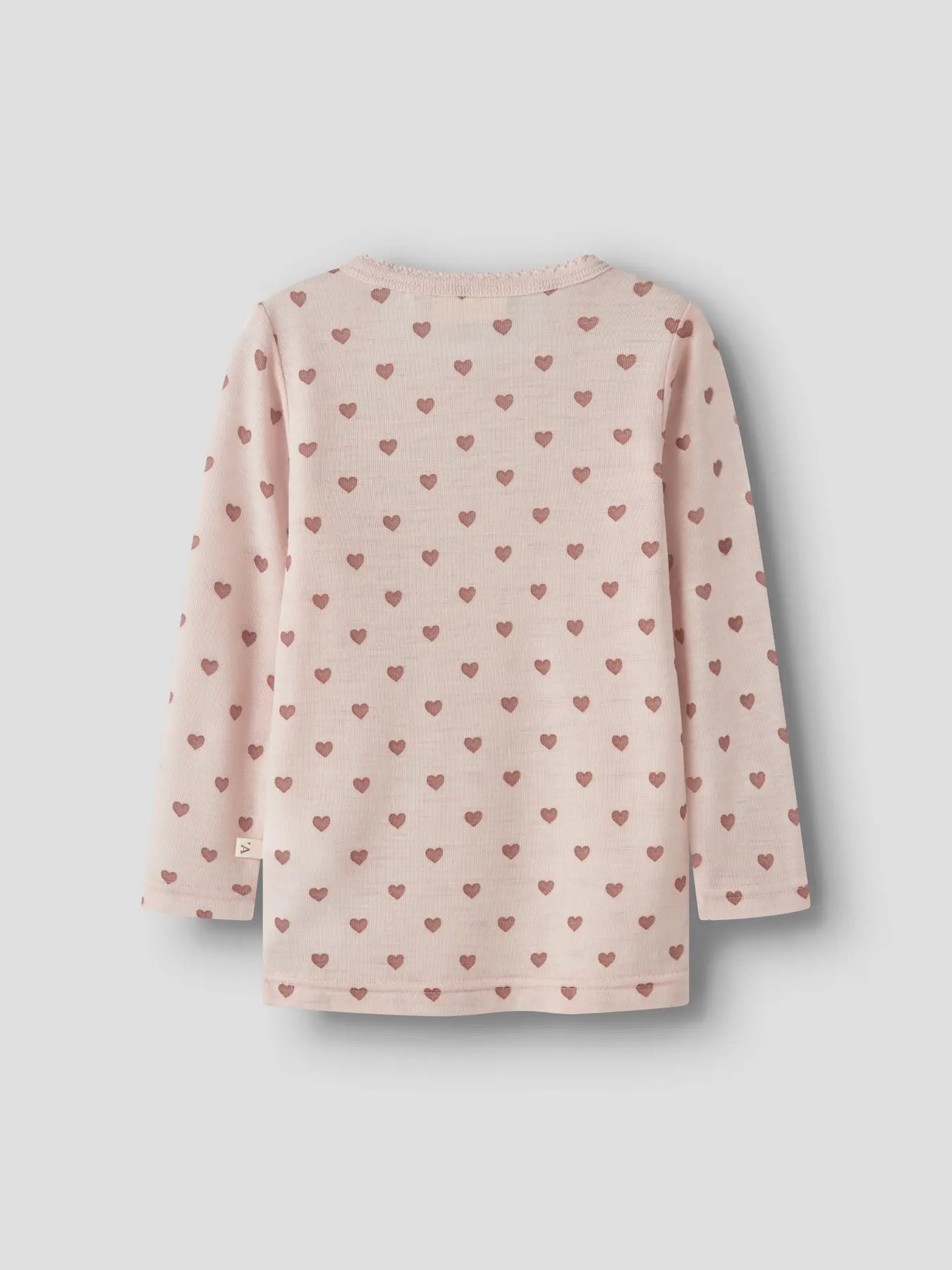 Langarmshirt mit Herzchenprint in Morganite, Ganzansicht