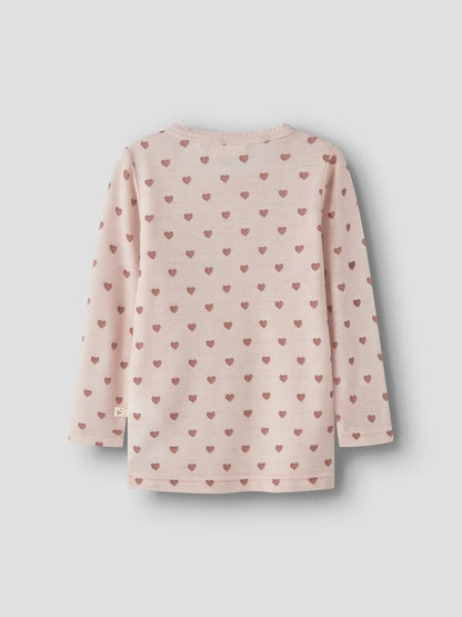 Langarmshirt mit Herzchenprint in Morganite, Ganzansicht