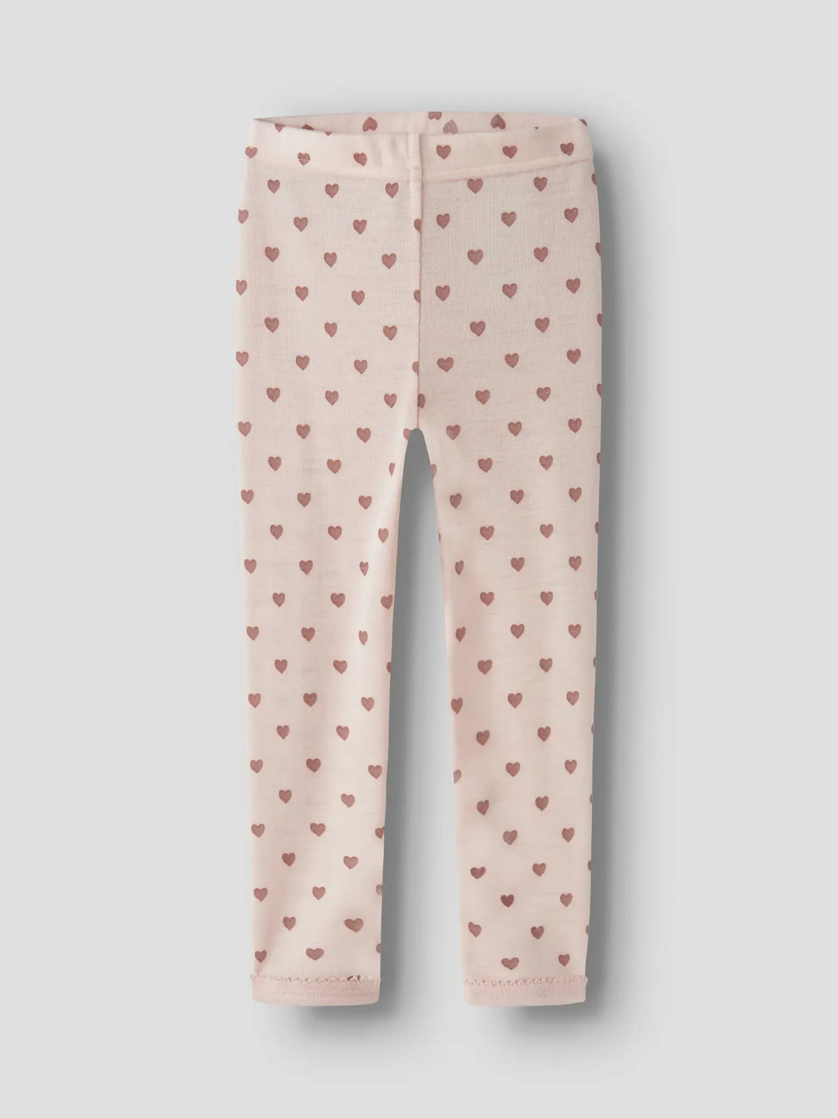 Merino Legging mit Herzchenprint in Morganite, Vorderansicht