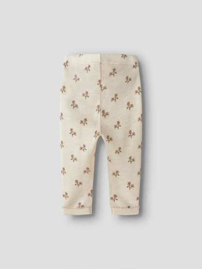 Baby-Legging mit Blumenprint in Turtledove, Ganzansicht