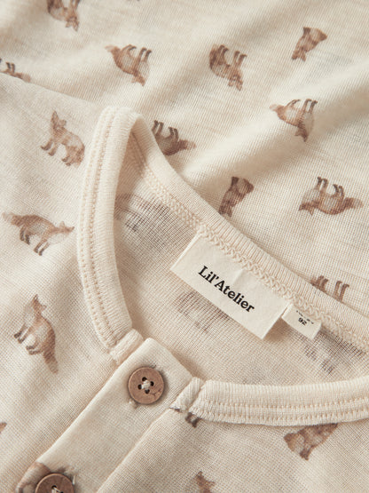 Bärechind Lil'Atelier Merino/Modal Fuchs Langarmshirt, Detailansicht der Knopfleiste