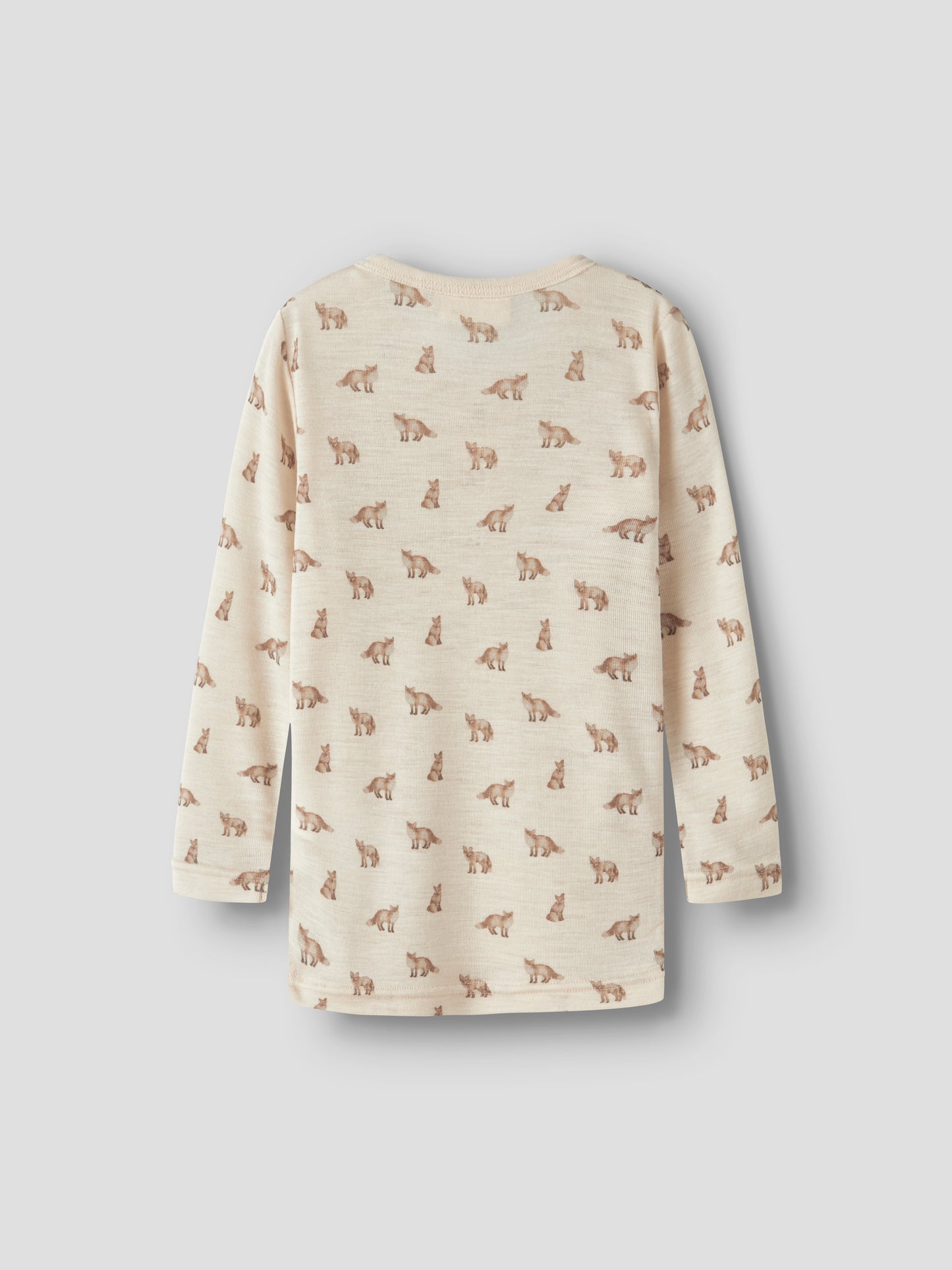 Rückansicht des Langarmshirts mit Fuchsprint in Turtledove