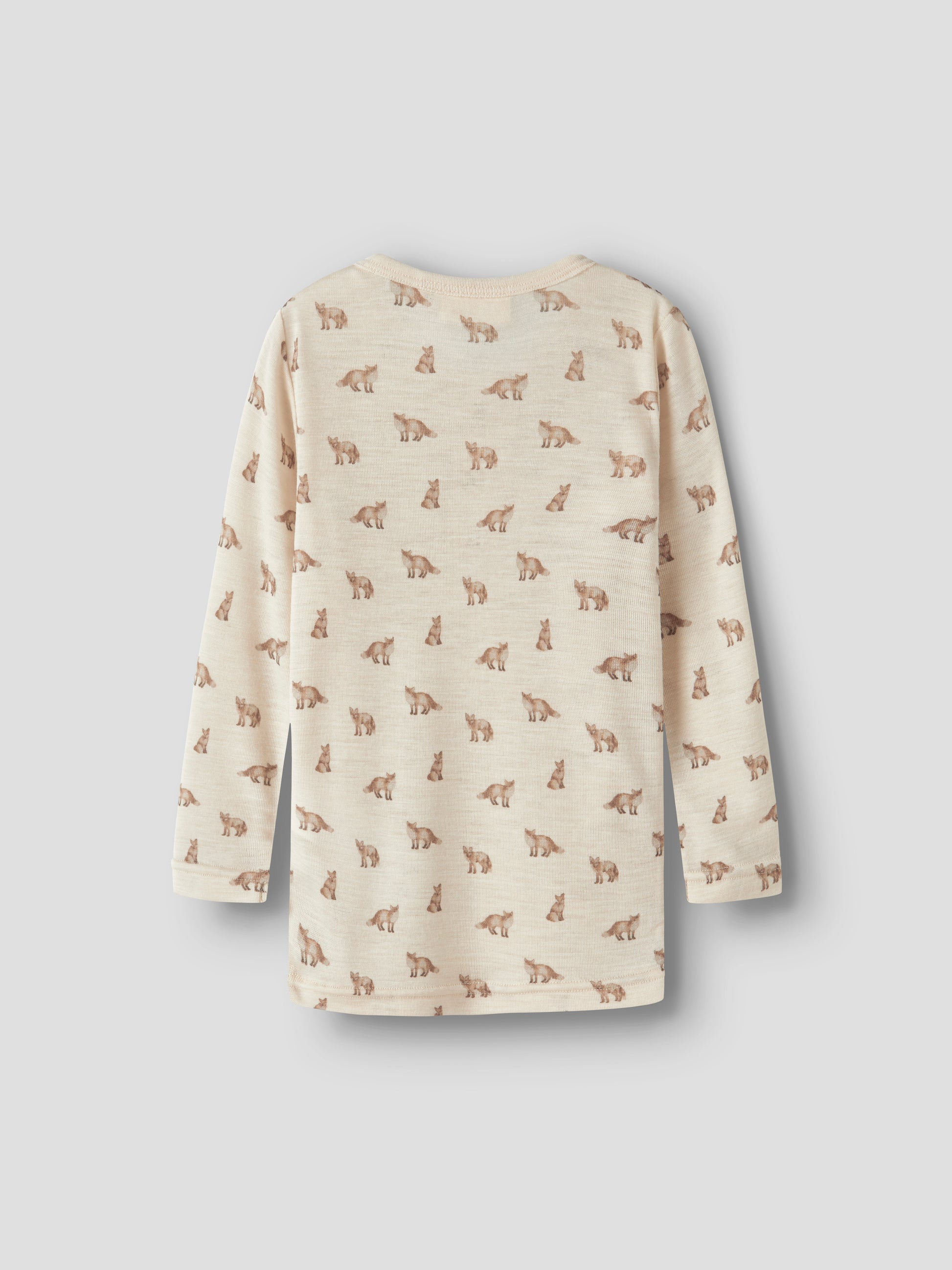 Rückansicht des Langarmshirts mit Fuchsprint in Turtledove