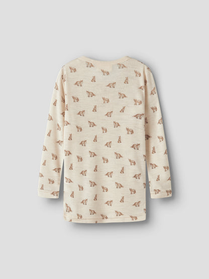 Rückansicht des Langarmshirts mit Fuchsprint in Turtledove