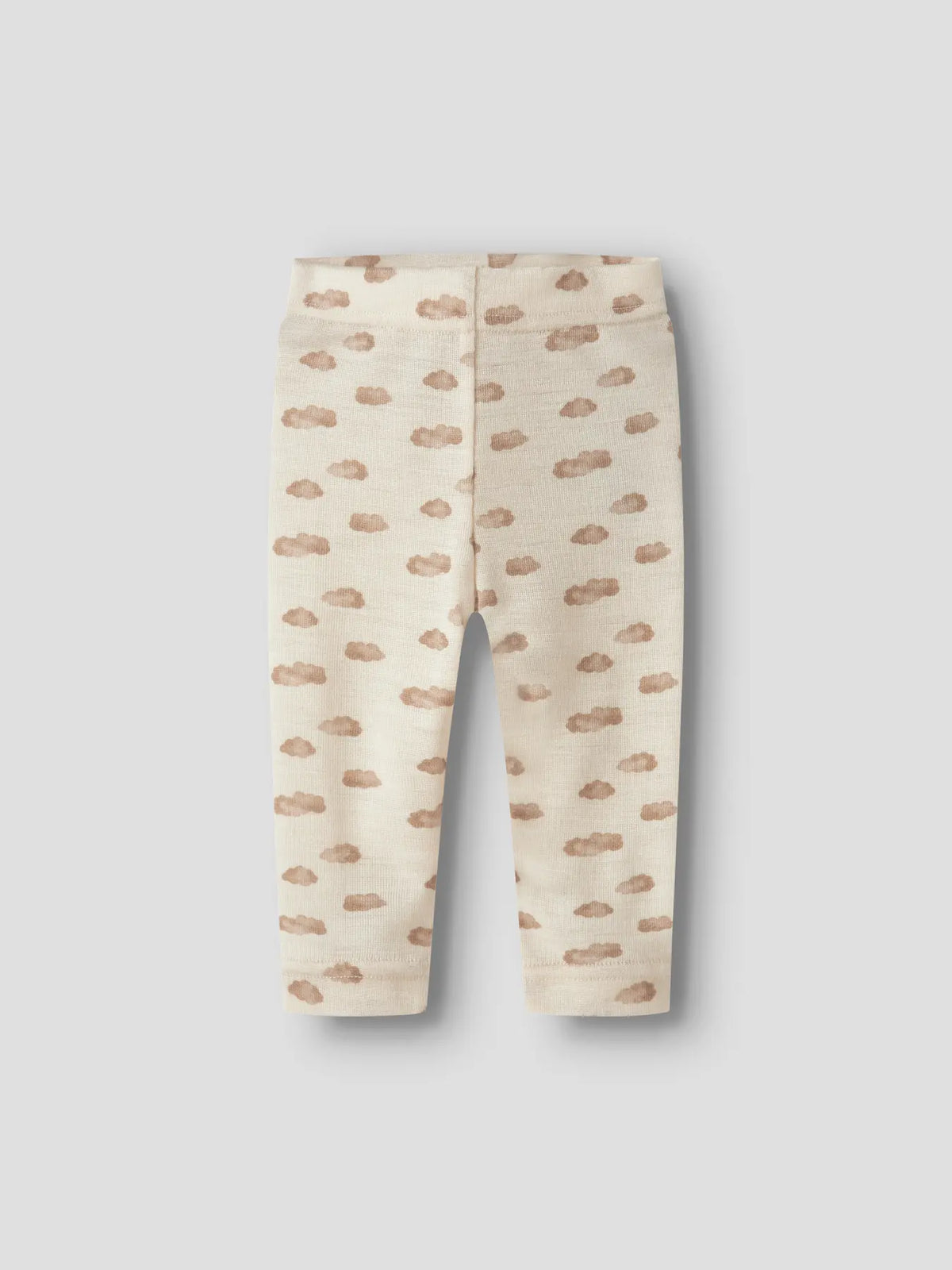 Merino/Modal Newborn-Legging mit Wolkenprint in Turtledove, Vorderansicht