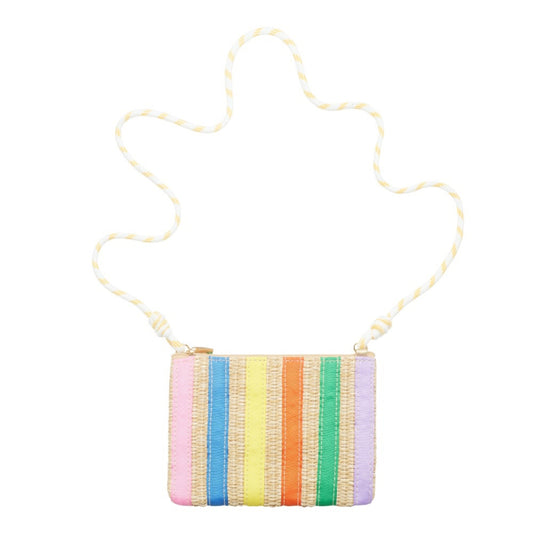 Mimi & Lula Kinder Tasche in Bast-Optik mit Regenbogenstreifen, Bärechind Winterthur Zürich Schweiz.