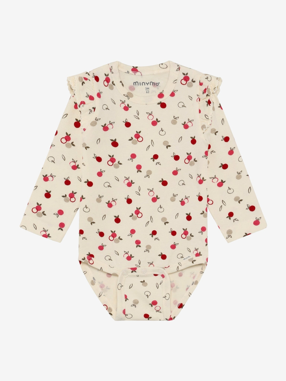 Minymo Body in Seedpearl mit Apfelprint, Frontansicht