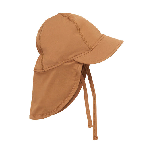 Minymo Bambus Hut mit natürlichem UV-Schutz, extra breiter Krempe und Nackenschutz, ideal für sonnige Tage und Tragehilfen.