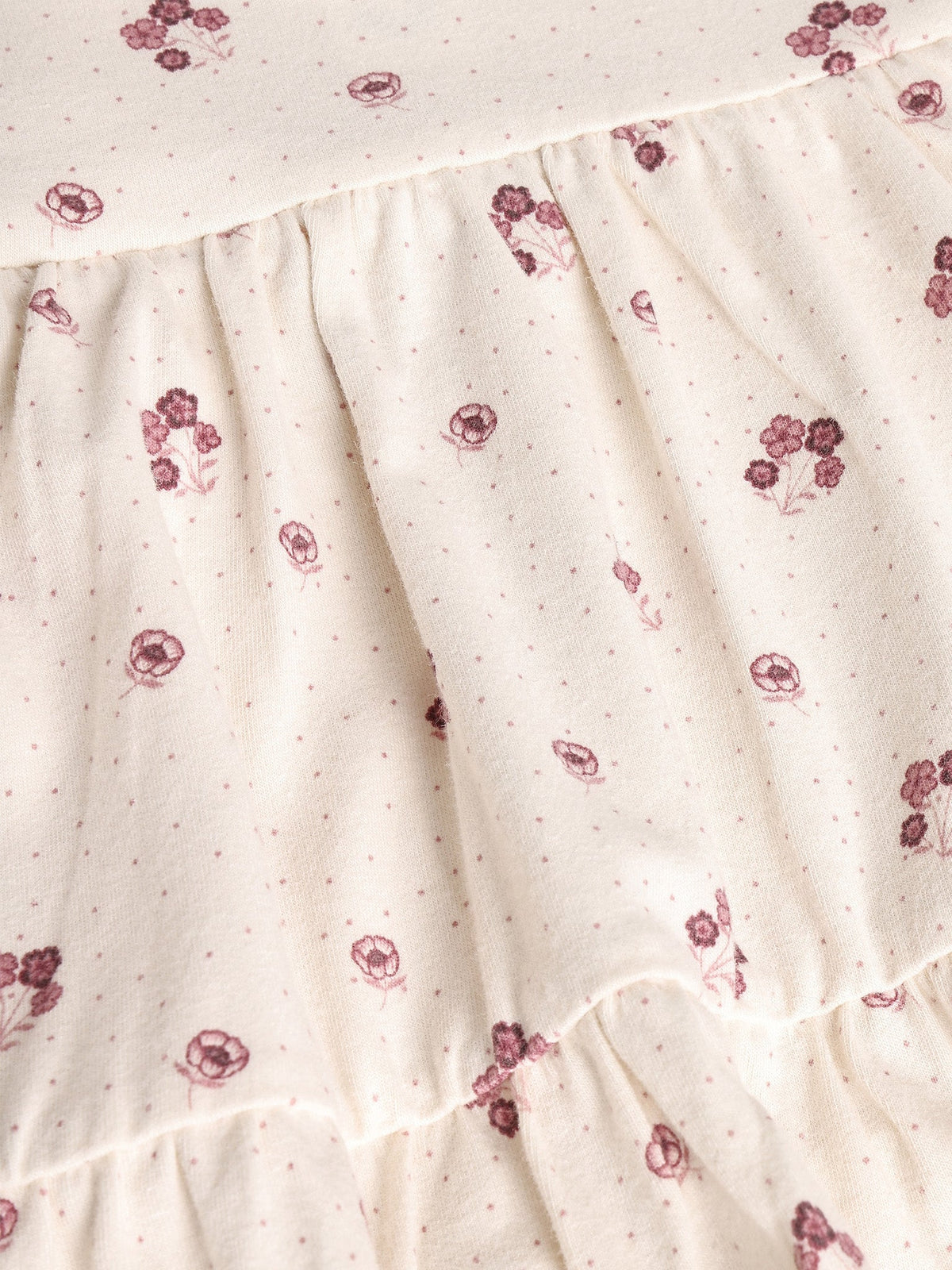 Nahaufnahme Blumenprint und Raffungen Minymo Bodykleid Pink Tint