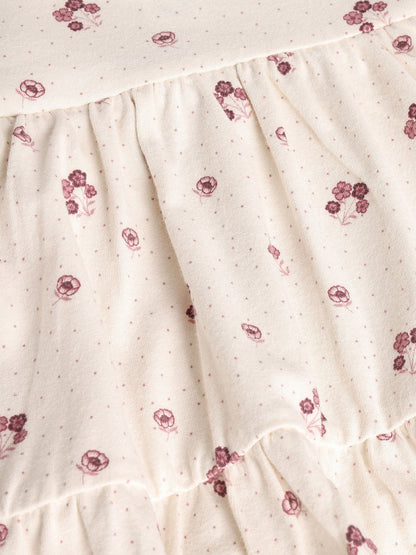 Nahaufnahme Blumenprint und Raffungen Minymo Bodykleid Pink Tint