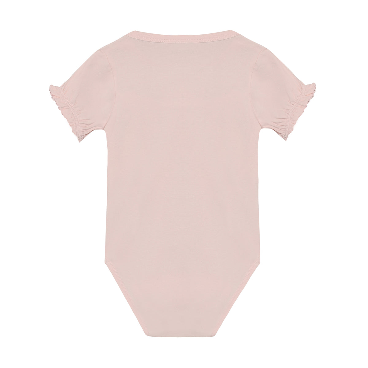 Rückansicht des Minymo Kurzarm Bodys in Rose aus Bio-Baumwolle im Bärechind Winterthur, Zürich, Schweiz