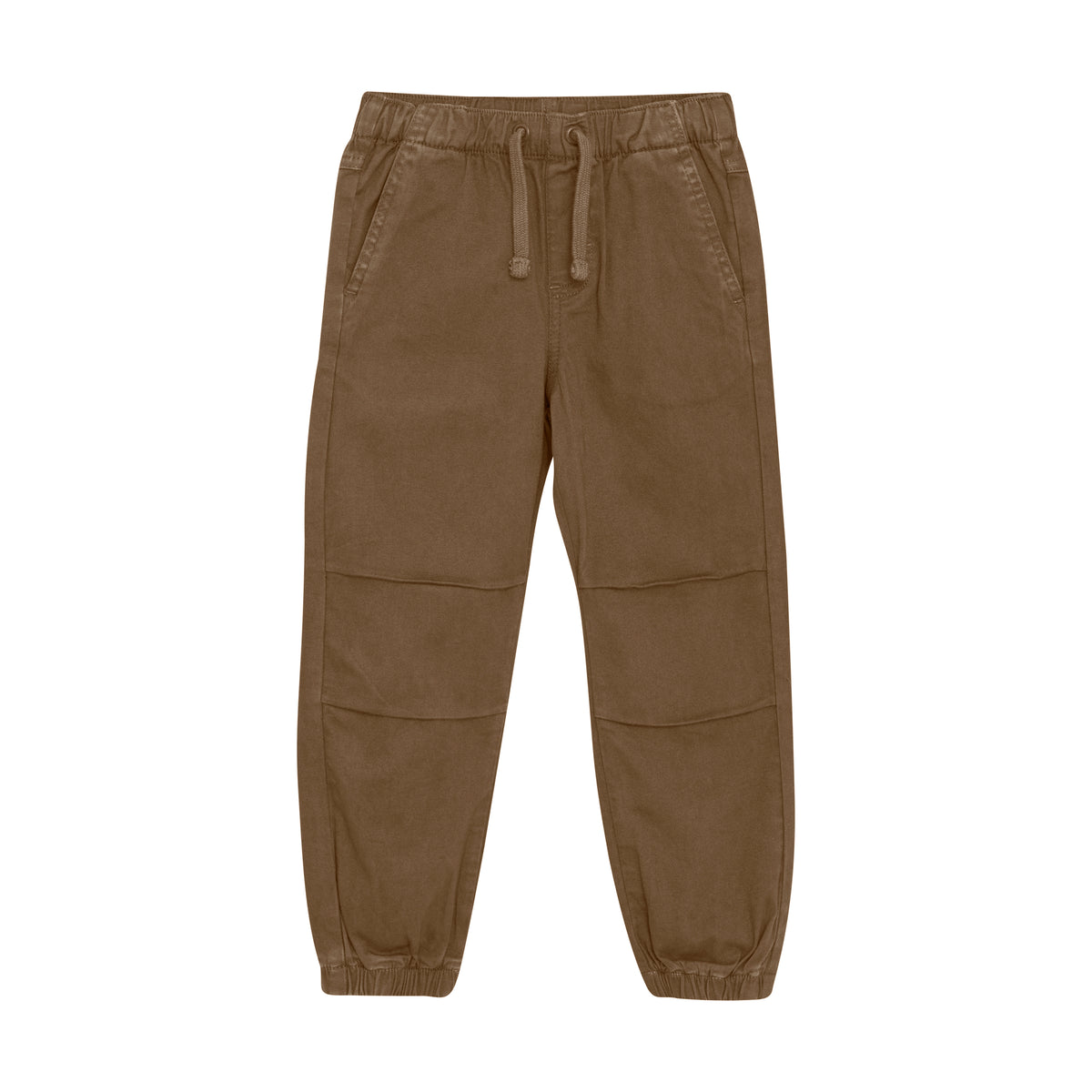 Braune MINYMO Kinderhose aus Baumwolle mit Knieeinsätzen – erhältlich bei Bärechind in Winterthur, Zürich Schweiz.