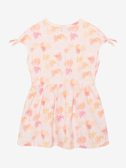 Sommerliches Kinderkleid rosa mit Palmenprint von Minymo Kinderkleider im Bärechind Winterthur Zürich Schweiz