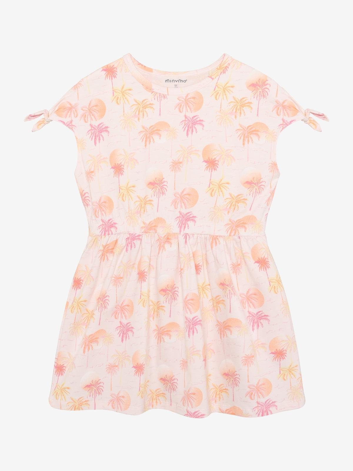 Rosa Kinderkleid mit Palmenprint aus Bio Baumwolle von Minymo im Bärechind Kinderladen Winterthur Zürich Schweiz