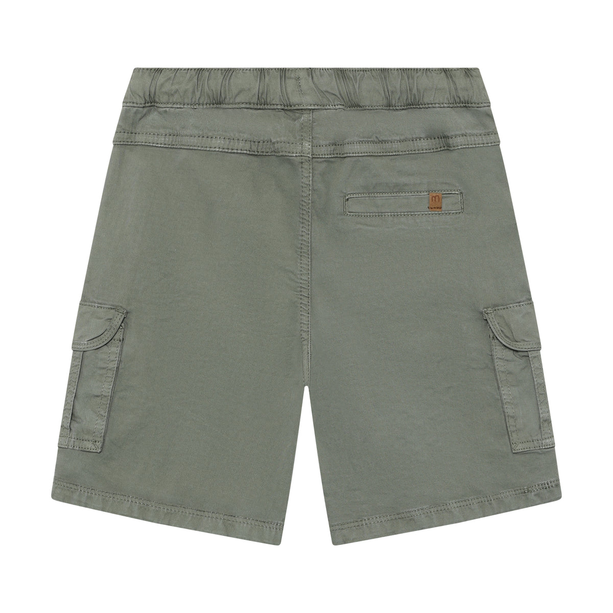Rückansicht Minymo Kinder kurze Hose aus Twill in Grün, nachhaltige Kindermode im Bärechind Winterthur Zürich Schweiz.