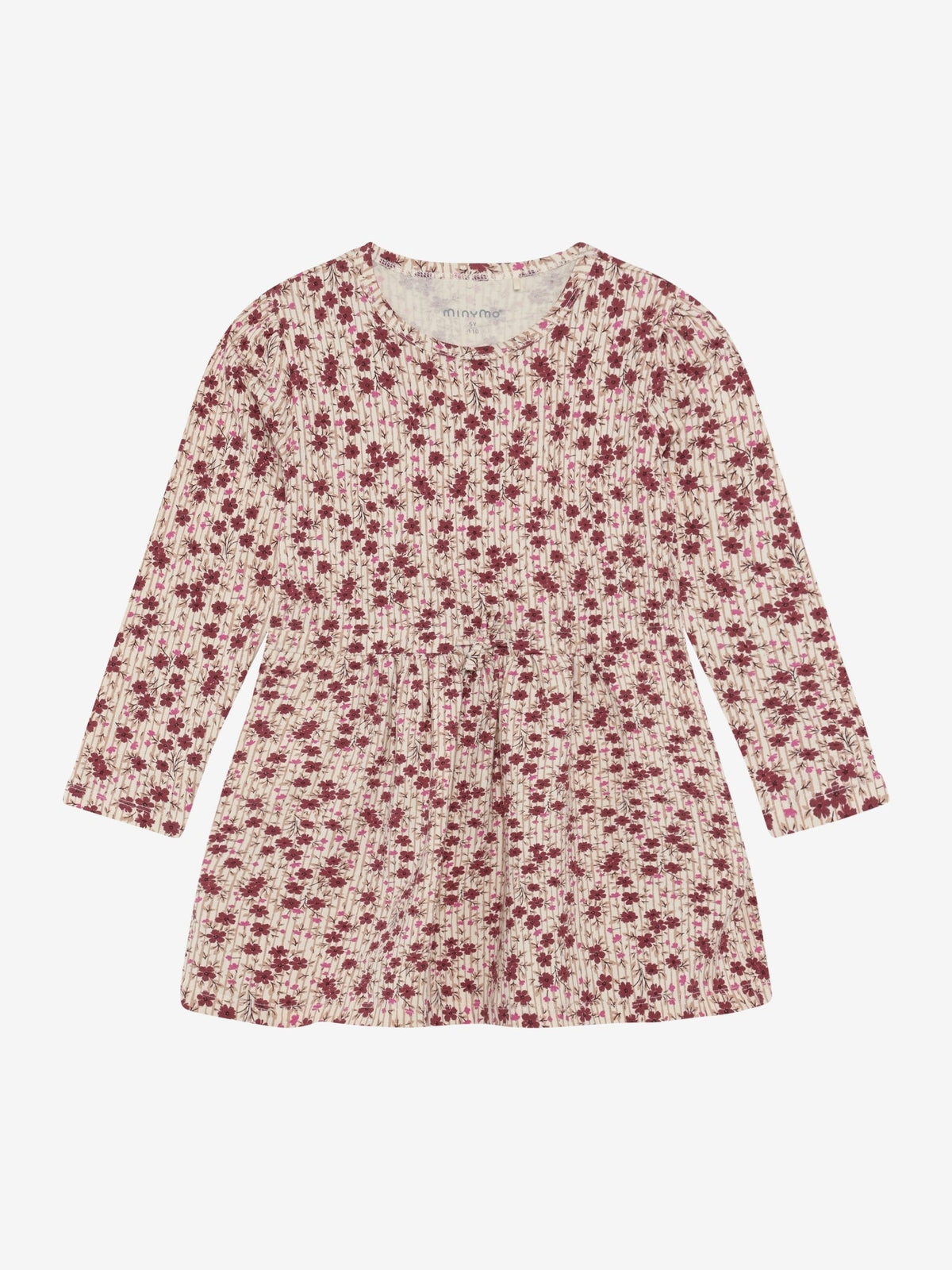 Minymo Langarmkleid in Seedpearl mit Blumenprint, Frontansicht