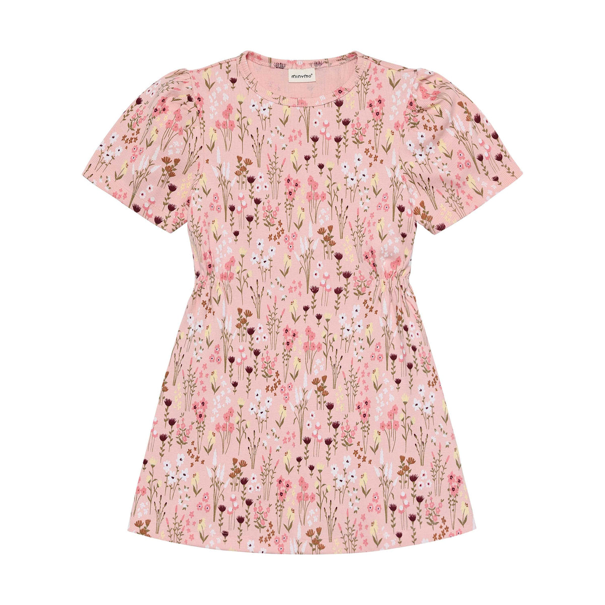 MINYMO Rib Blumenkleid aus Bio Baumwolle rose im Bärechind Winterthur Schweiz