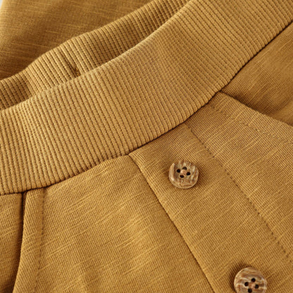 Detail Bund der braunen MINYMO Sweat Hose aus Bio-Baumwolle, Kinderladen Bärechind Winterthur Zürich Schweiz