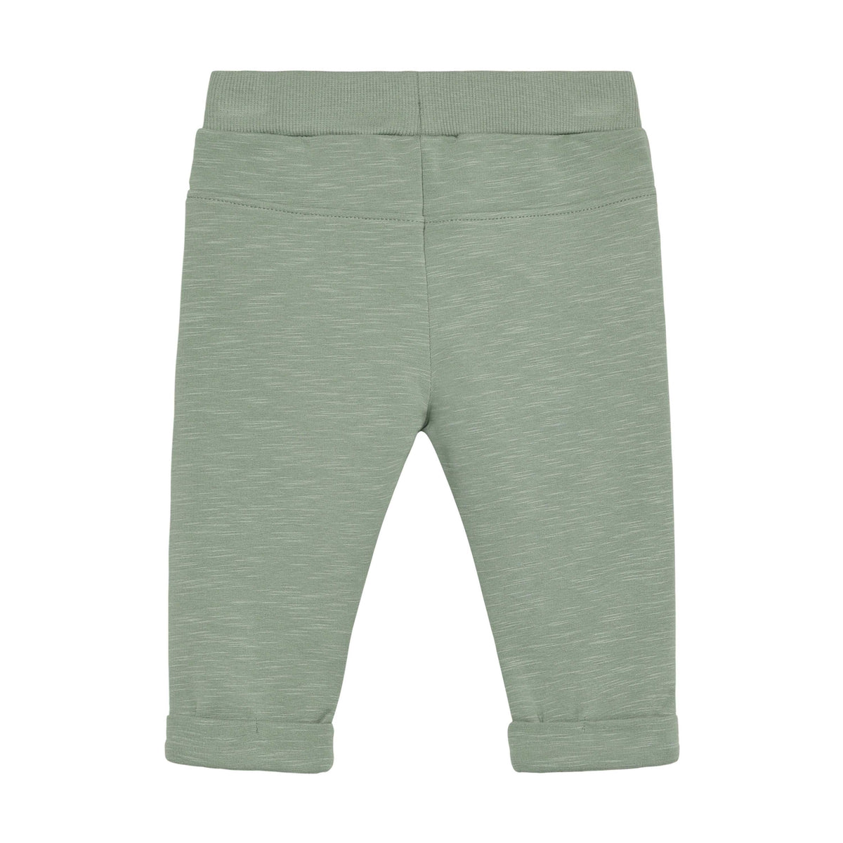 Rückansicht der grünen MINYMO Sweat Hose für Babys und Kleinkinder, Kinderladen Bärechind Winterthur Schweiz