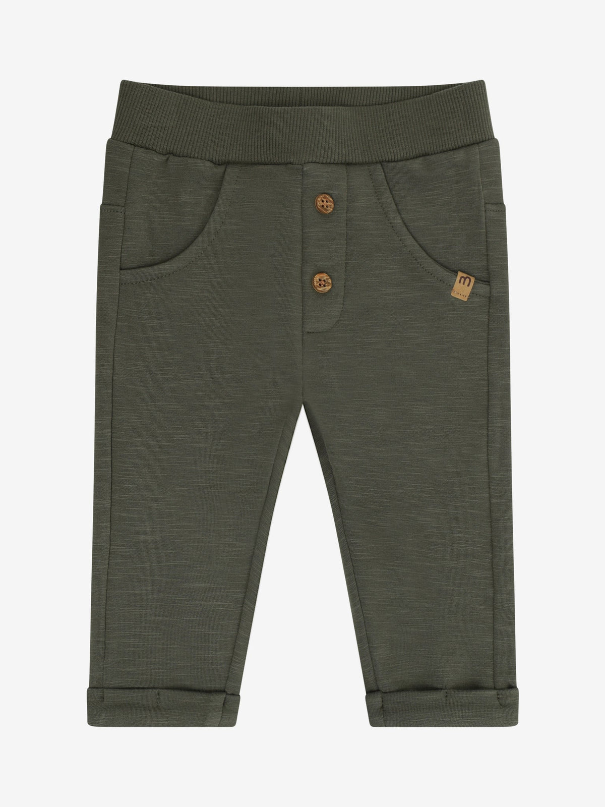 Minymo Sweathose Baby Beetle Vorderansicht mit Taschen und Knöpfen