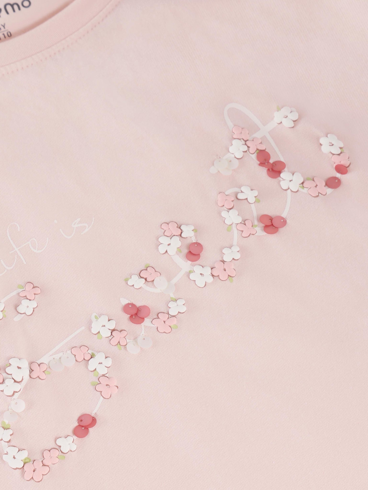 Detail Sweet Print auf rosa Kinder T Shirt von Minymo im Bärechind Kinderladen Winterthur Zürich Schweiz