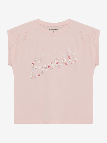 Rosa Kinder T Shirt mit Sweet Print von Minymo im Bärechind Kinderladen Winterthur Zürich Schweiz