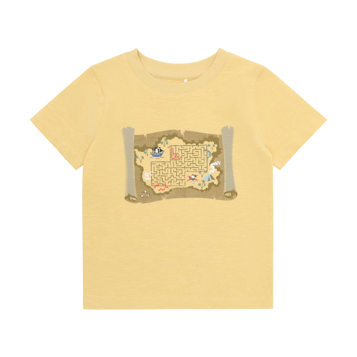 Minymo T-Shirt mit Schatzkarten-Print in Sand, Kinderladen Bärechind Winterthur Zürich Schweiz