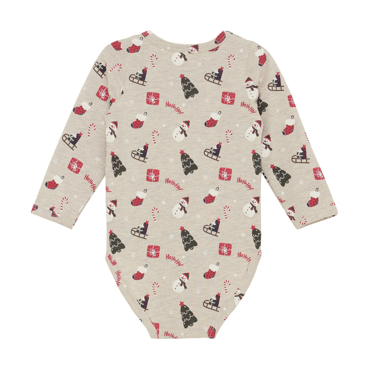 Minymo Weihnachtsbody in Beige Melange, Rückansicht