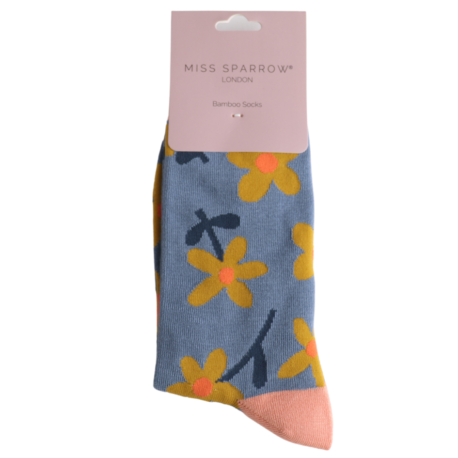 Miss Sparrow Bambus Socken mit grossem Blumenmuster
