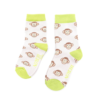 Miss Sparrow Bambus Socken Kinder mit Affenmotiv in Grau