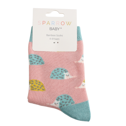 Miss Sparrow Bambus Socken Kinder mit Igel- und Geomuster