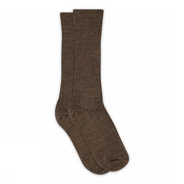 Braun gerippte Merinowollsocken Quinn von mp Denmark für Kinder aus mulesingfreier Merinowolle, erhältlich im Bärechind Winterthur.