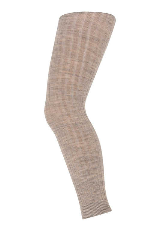 Beige melierte Wollleggings aus mulesingfreier Merinowolle von MP Denmark mit Rippenstruktur, erhältlich im Bärechind Winterthur.