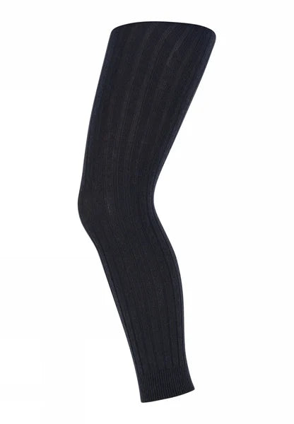 Dunkelblaue Wollleggings aus mulesingfreier Merinowolle von MP Denmark mit Rippenstruktur, erhältlich im Bärechind Winterthur.