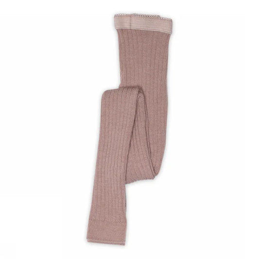 Altrosa Wollleggings aus mulesingfreier Merinowolle von MP Denmark mit Rippenstruktur in der Farbe Woodrose, erhältlich im Bärechind Winterthur.
