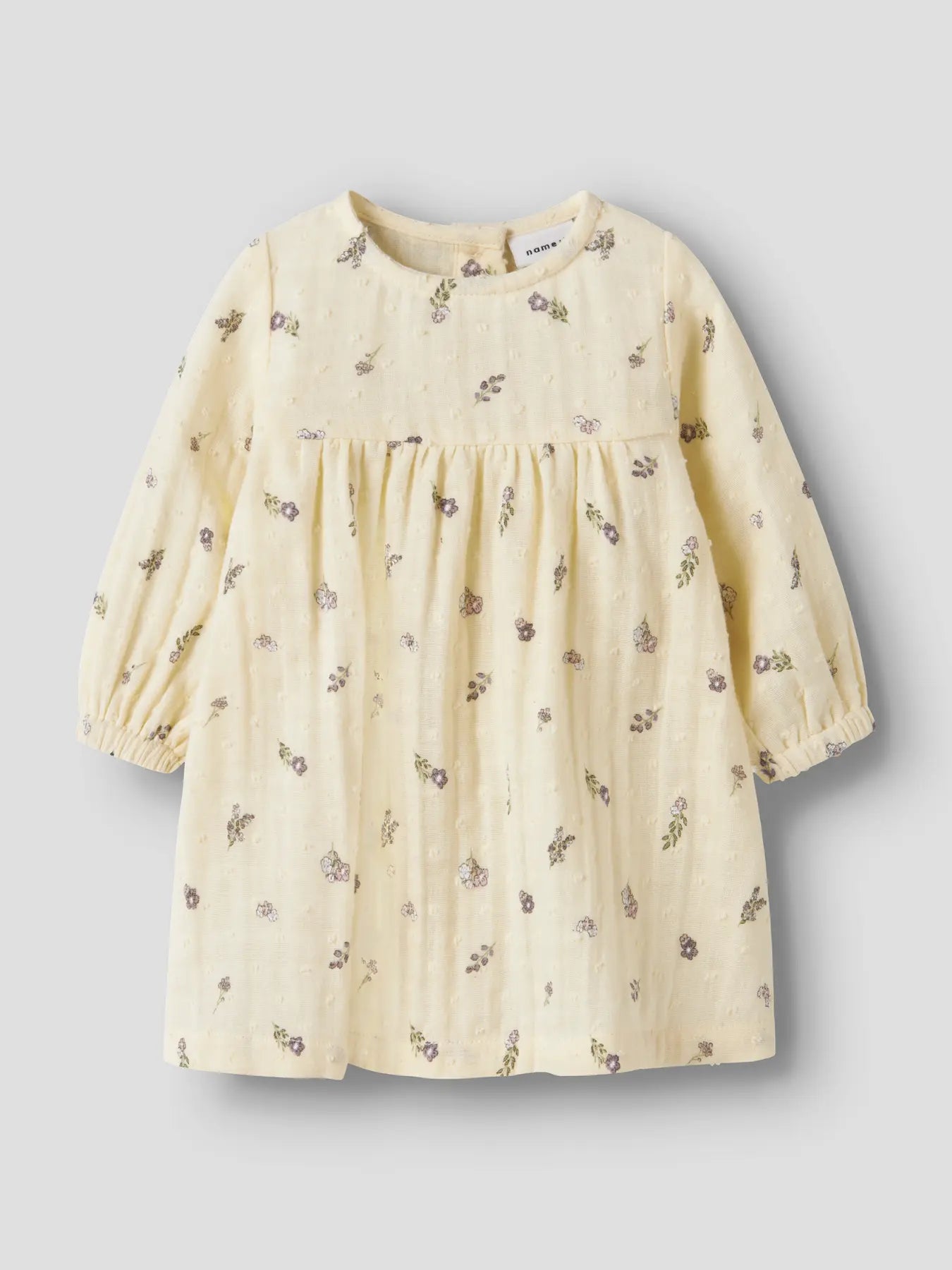 Hellgelbes Musselin-Kleid mit Print für Babys und Kinder von name it im Bärechind Winterthur Zürich Schweiz