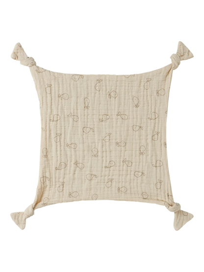 Musselin Schmusetuch aus Baumwolle mit Print in Beige zu kaufen im Bärechind Winterthur Zürich Schweiz.
