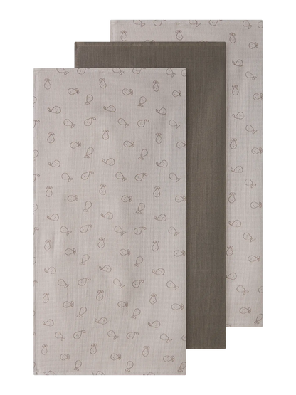 Musselin Tücher 3er Set aus Baumwolle in Beige mit Print zu kaufen im Bärechind Winterthur Zürich Schweiz.