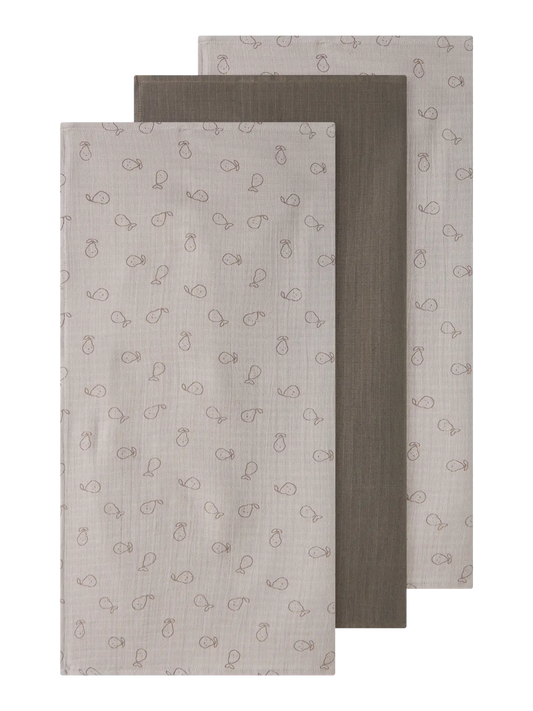 Musselin Tücher 3er Set aus Baumwolle in Beige mit Print zu kaufen im Bärechind Winterthur Zürich Schweiz.
