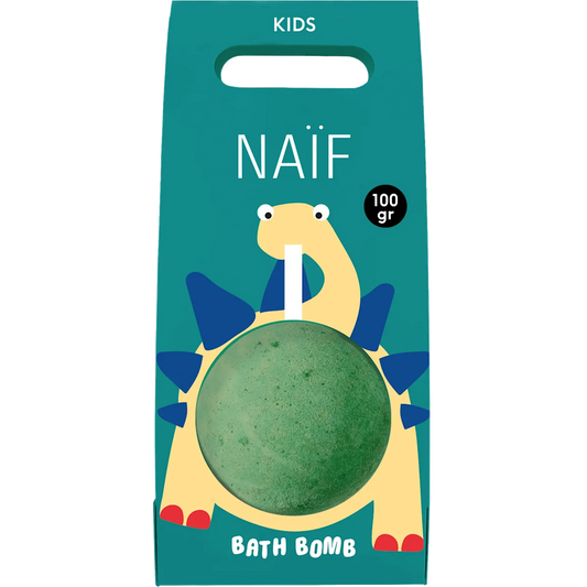 NAÏF sprudelnde Badekugel für Kinder mit natürlichen Farbstoffen und fruchtigem Duft, erhältlich bei Bärechind in Winterthur, Zürich, Schweiz.