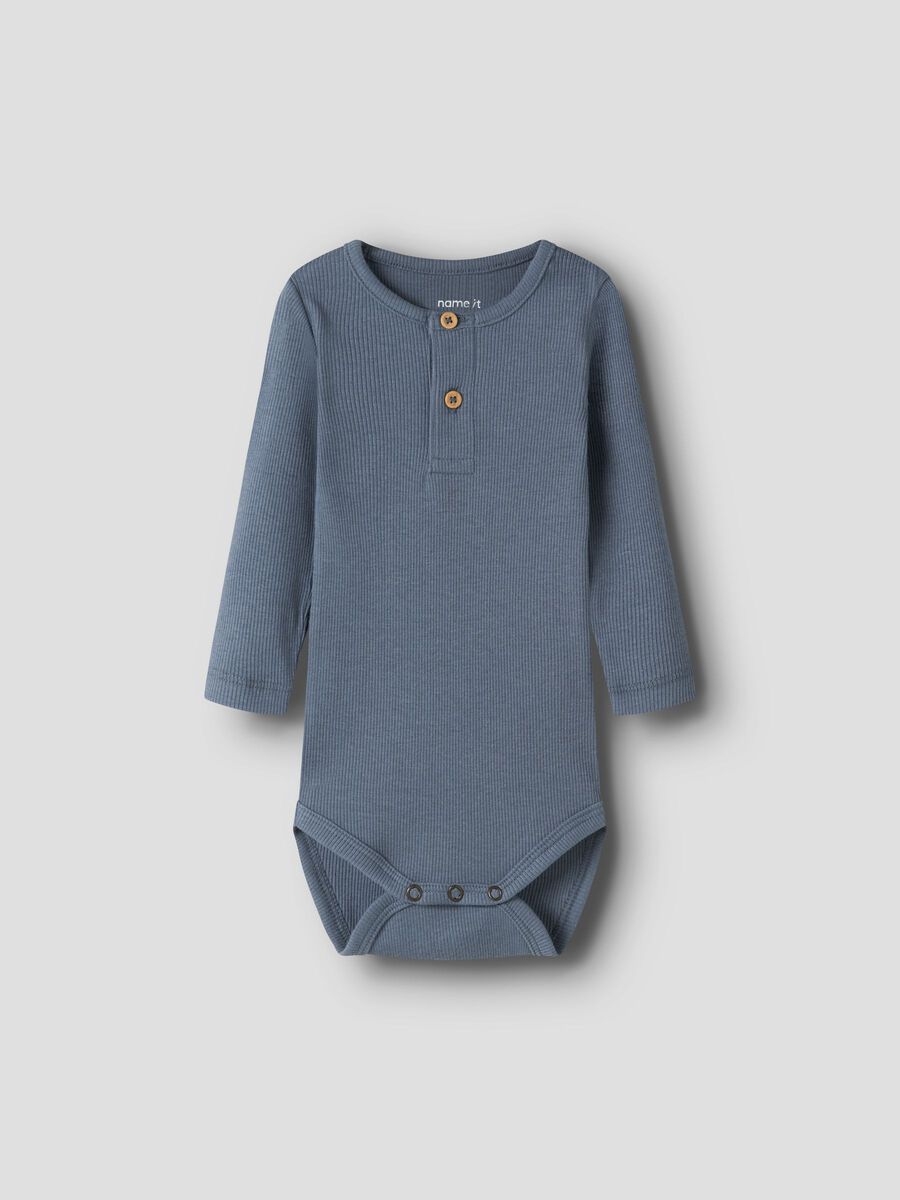 Name It Baby Body aus weichem Rippstoff in Blau für Babys im Bärechind Winterthur