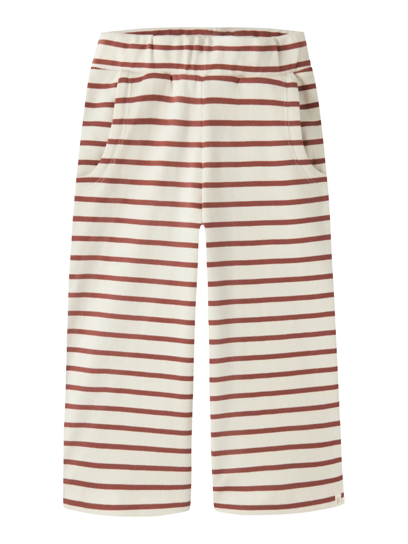 NAME IT Jerseyhose in Creme mit braunen Streifen und weiter Passform.